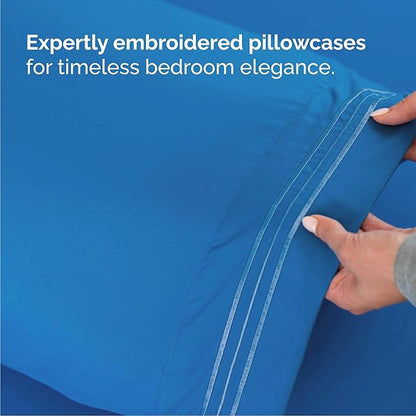 Queen Size 4 Piece Sheet Set - Comfy Breathable & Cooling Bed Sheets Set - Hotel Luxury Bedding for Women, Men, Kids, Teens, Boys & Girls - Deep Pockets, Soft and Wrinkle Free - Oeko-Tex - Royal Blue