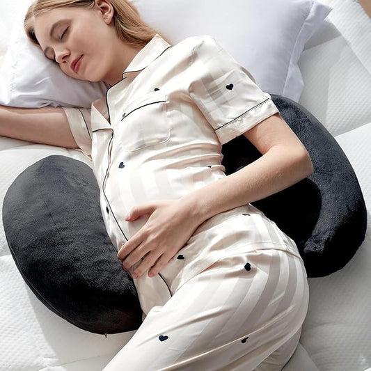DOWNCOOL Pregnancy Pillow, Black Maternity Pillow for Pregnant Women, Pregnancy Pillows for Sleeping with Removable Cover,Support for Back, Belly, Legs