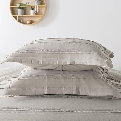 HoneiLife Queen Quilt Bedding Set - 3 Pieces Washed Microfiber Quilt Sets Lightweight Bedspreads Ultra Soft Coverlets Vintage Bed Cover Ruffled Bedding Set All Season Quilts-Sandy