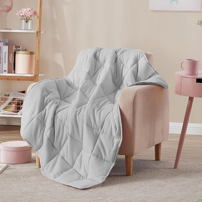 Weighted Blanket(40"x60" 10lbs) Cooling Weighted Blanket for Sleeping, Throw Size Breathable Blanket with Premium Glass Bead(Stone Grey)
