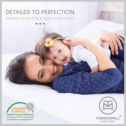 Threadmill Luxury 100% Cotton King Sheets - 800 Thread Count Jacquard Celine Ivory, Better Than Egyptian Cotton,4 Pc Striped Bed Set, Damask Sheets, Fits 16'' Deep Pocket
