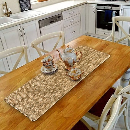 Woven Placemats One Table Runner 36 Inches Long Rattan Placemat Rectangle Runners Natural Wicker Heavy Braided Straw Place Mats Braided Outdoor Placemats for Patio Table, 35.83 X 12.99inch