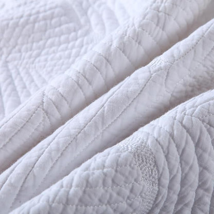 mixinni White Quilt Bedding Set Queen Size Cotton Bedspread Set