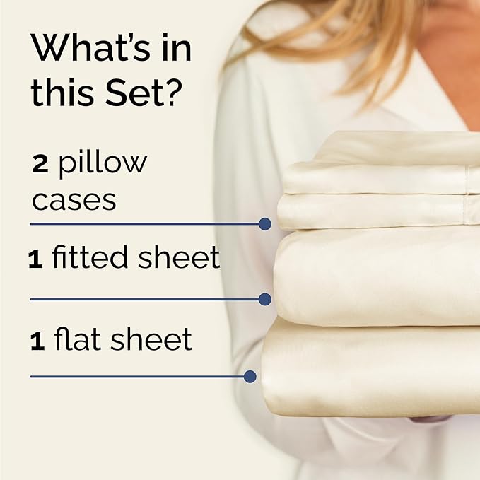 CGK Linens Twin 4 Piece Sheet Set - Cooling Sheets for Hot Sleepers - Hotel Luxury Bedding Set with 8-16 Inch Deep Pockets - 1 Flat & 1 Fitted & 2 Pillowcases - Soft, Comfy & Wrinkle Free - Off White