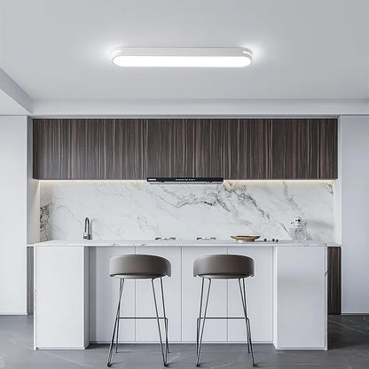 Becailyer Modern LED Linear Ceiling Lights, Dimmable LED Ceiling Lamp with Remote Control, 31.4" Metal Flush Mount Ceiling Lighting Fixtures for Living Room Kitchen Dining Room Hallway, White