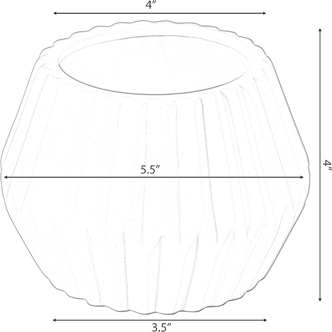 4-In Geometric White Ceramic Table Vase - Modern, Bohemian and Minimalist Decorative Centerpiece for Weddings, Dining & Living Rooms, Offices, Coffee Tables, and Interior Design Accessories