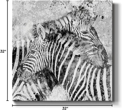 Canvas Prints Wall Art Animals Painting for Wall Décor, Zebra Pair Wall Art, Ready to Hang, 32'' x 32''