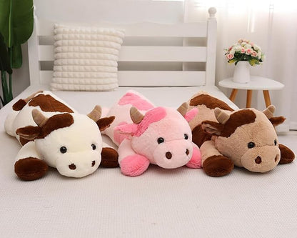 25.6 inch 5 lbs Cow Weighted Stuffed Animals, Large Weighted Plush Animal, Cute Plush Toy Pillow, Soft Kawaii Plushie Gifts for Adults, Kids, Boys and Girls(Pink)