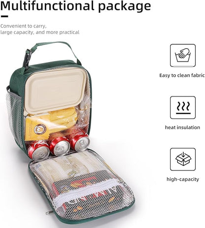 Lunch box Lunch bag for men women Insulated Lunchbox Lunch bags for Work Picnic Travel(Deep green)