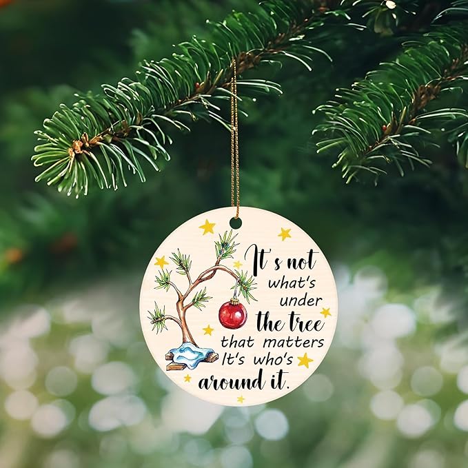 Tree Quote 2 Christmas Tree Ornaments, Funny Christmas Ornaments 2025, Ceramic Christmas Tree Ornaments for Family Friends, Cute Holiday Hanging Decor, Sentimental Xmas Gift Keepsake