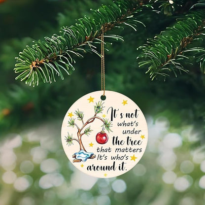 Tree Quote 2 Christmas Tree Ornaments, Funny Christmas Ornaments 2025, Ceramic Christmas Tree Ornaments for Family Friends, Cute Holiday Hanging Decor, Sentimental Xmas Gift Keepsake