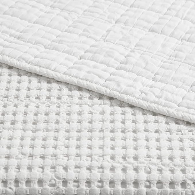Levtex Home - Mills Waffle - Twin Quilt Set - Bright White Cotton Waffle - Quilt Size (68 x 86in.), Sham Size (26 x 20in.)