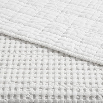 Levtex Home - Mills Waffle - Twin Quilt Set - Bright White Cotton Waffle - Quilt Size (68 x 86in.), Sham Size (26 x 20in.)