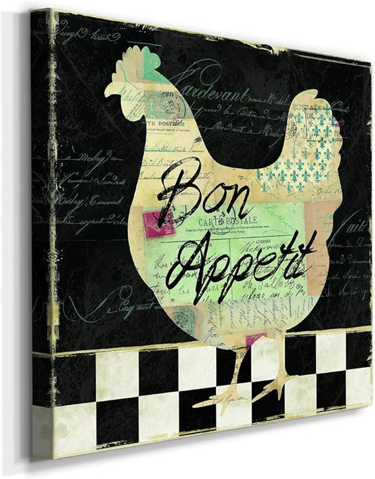 Abstract Wall Art Animals Poster for Bedroom and Living Room,French Hen Wall Art, Ready to Hang, 24'' x 24''