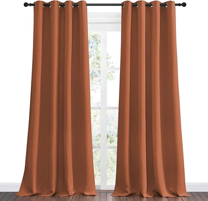 NICETOWN Halloween Burnt Orange Blackout Curtains for Sliding Door - 55 by 96, 2 Pieces, Blocking Out Sunlight Window Treatment Modern Design Grommet Curtain Panels for Dining Room