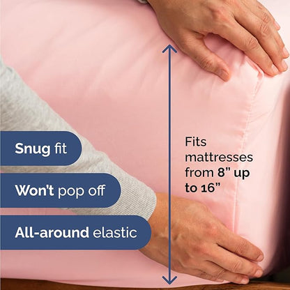 CGK Linens Twin 4 Piece Sheet Set - Cooling Sheets for Hot Sleepers - Hotel Luxury Bedding Set with 8-16 Inch Deep Pockets - 1 Flat & 1 Fitted & 2 Pillowcases - Soft, Comfy & Wrinkle Free - Baby Pink