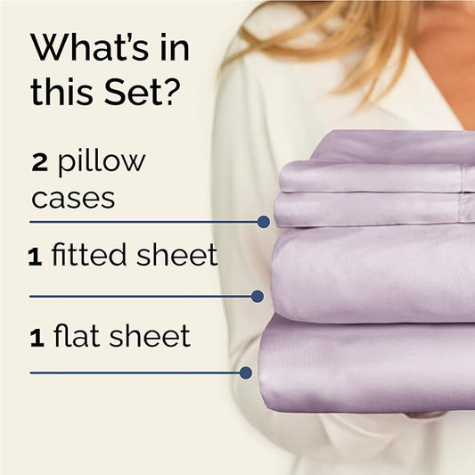 CGK Linens Twin XL 4 Piece Sheet Set - Cooling Sheets for Hot Sleepers - Hotel Luxury Bedding Set w/ 8-16 Inch Deep Pockets - 1 Flat & 1 Fitted & 2 Pillowcases - Soft & Wrinkle Free - Light Lavender
