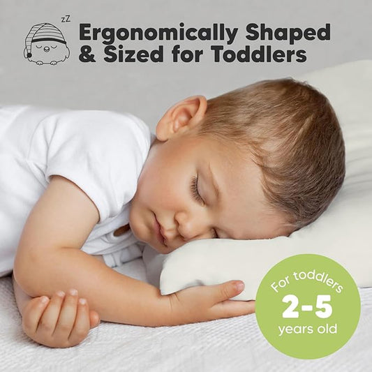 2-Pack Toddler Pillow - Soft Organic Cotton Toddler Pillows for Sleeping - 13X18 Small Pillow for Kids - Kids Pillows for Sleeping - Kids Pillow for Travel, School, Nap, Age 2 to 5 (Pearl Gray)