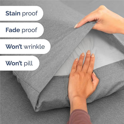 CGK Linens Twin XL 4 Piece Sheet Set - Cooling Sheets for Hot Sleepers - Hotel Luxury Bedding Set w/ 8-16 Inch Deep Pockets - 1 Flat & 1 Fitted & 2 Pillowcases - Soft & Wrinkle Free - Heathered Grey
