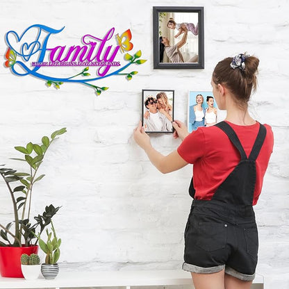 Family Where Life Begins Love Never Ends Word Sign Metal Wall Decor, Black Home Decor Wall Art Decorations, Letters Quotes Sign for Living Room Bedroom Kitchen Indoor Outdoor Decor(17.5 x 9in)