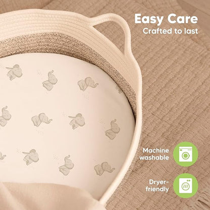 2-Pack Baby Bassinet Sheets Girl,Boy - Viscose Derived from Bamboo Fitted Bassinet Sheets Compatible with Halo Bassinest Swivel Sleeper,Baby Delight,Graco Bedside Bassinet Mattress Sheet (Butterflies)