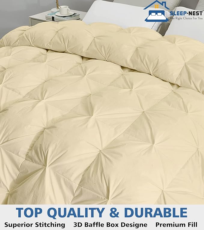 SLEEP-NEST Alaska King Comforter 138x122 Extra Wide All Season - Down Alternative Duvet Insert 1 Piece Quilt - Super Soft Hotel Luxury Pinch Pleat Comforter with 8 Tabs, XL King - Blush Rose