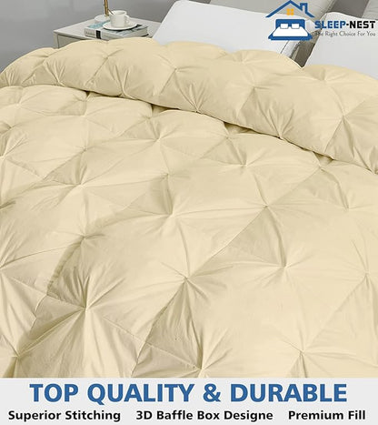 SLEEP-NEST Alaska King Comforter 138x122 Extra Wide All Season - Down Alternative Duvet Insert 1 Piece Quilt - Super Soft Hotel Luxury Pinch Pleat Comforter with 8 Tabs, XL King - Blush Rose