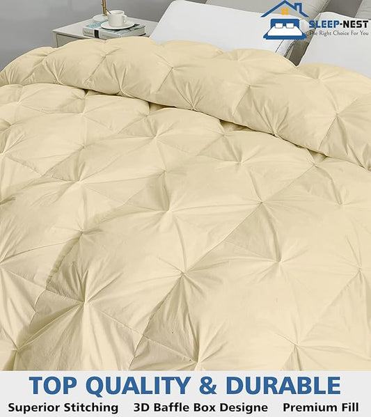 SLEEP-NEST Alaska King Comforter 138x122 Extra Wide All Season - Down Alternative Duvet Insert 1 Piece Quilt - Super Soft Hotel Luxury Pinch Pleat Comforter with 8 Tabs, XL King - Blush Rose