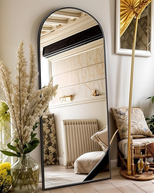 Antok Oversized Full Body Mirror, 72"x44", Floor Standing & Hanging for Bedroom & Living Room, Black