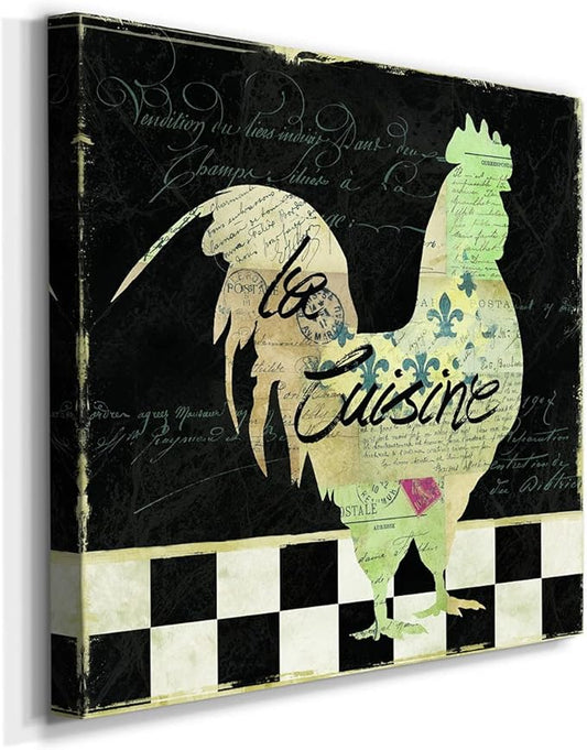 Abstract Wall Art Animals Poster for Bedroom and Living Room,French Rooster Wall Art, Ready to Hang, 24'' x 24''