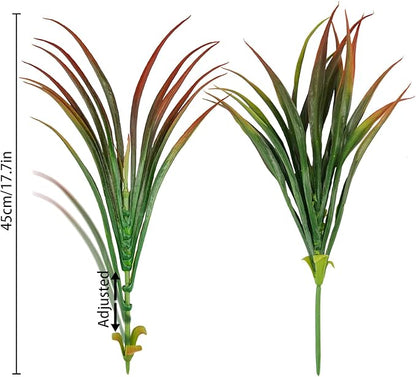 Artificial Fake Grass,12PCS Outdoor Faux Grasses Plastic Plants Greenery UV Resistant for Outside Home Windowbox Garden Office Patio Hanging Planter Front Porch Fall Décor (Red)