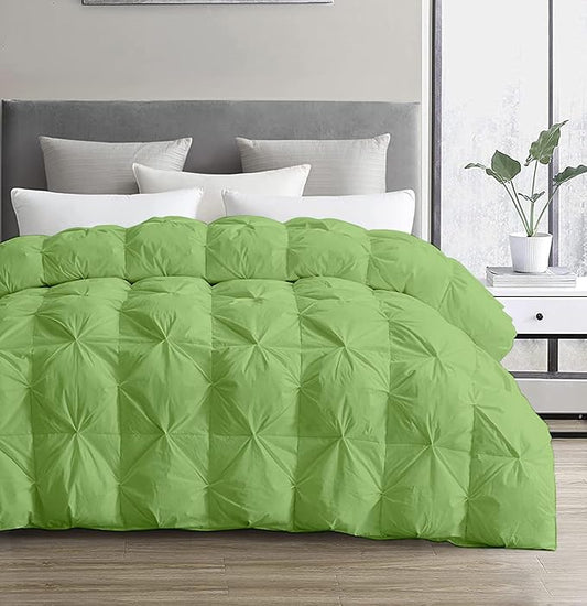 SLEEP-NEST All Season Luxury - Grand King Comforter 106 x 106 Breathable Bedding 1 Piece Down Alternative Pinch Pleat Comforter with 8 Corner Tabs - 350 GSM, Ultra Soft, Lightweight Quilt - Moss