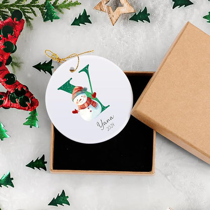 Letter Name Ornament, Personalized Christmas Ornaments 2025, Custom Initial Ornaments A-Z Monogram Ceramic Christmas Ornament, Family Keepsake