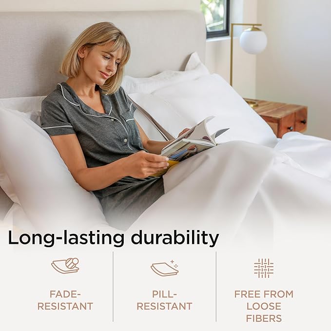 Threadmill Luxury Queen Sheet Set 800 Thread Count for Queen Size Bed - Hotel White Sateen Queen Bed Sheets, Better Than Egyptian Cotton,4 Pc Solid Soft Breathable Bed Set, Fits 16" Deep Pocket