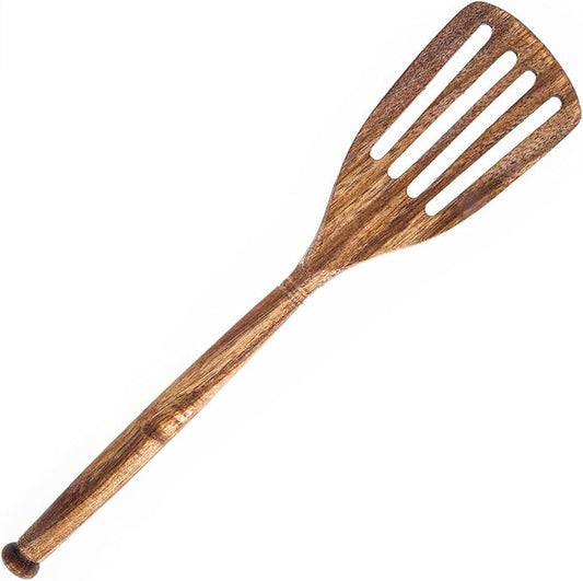Labrea Life and Home 1pc Solid Acacia Wooden Slotted Spatula Spurtle Kitchen Utensils Cooking Baking Home Essentials 12.5 Inch