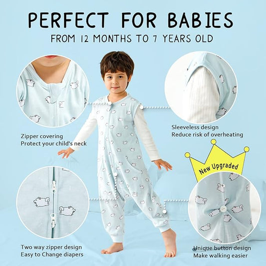 WONDAY Toddler Sleeping Sack, Sleep Sack 5t-7t, Sleep Sack Toddler Wearable Blanket, Toddler Baby Sleep Sacks with Feet, Sleeveless Soft Toddler Sleep Sack