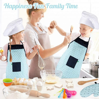 Vanmor Kids Basic Cooking and Baking Sets, 26 Pcs Kids Baking Sets with Kids Chef Hat and Apron for Girls Boys Toddler Dress Up Chef Costume Career Role-Playing Toys for 3456 Years Old Girl Boys Gifts