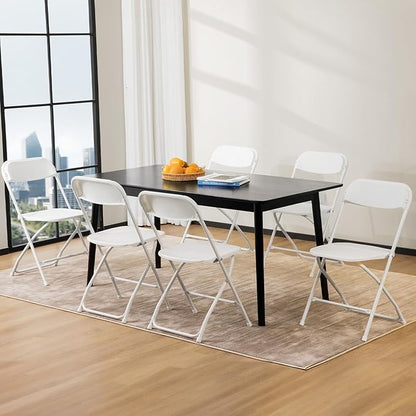 Sweetcrispy Folding Chair 8 Pack, Plastic Foldable Chairs with 330-Pound Capacity, Sturdy Metal Portable Chair, Easy to Use and Store, Outdoor and Indoor, for Home, Office, Party, Comfy, White