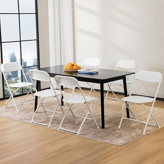 Sweetcrispy Folding Chair 10 Pack, Plastic Foldable Chairs with 330-Pound Capacity, Sturdy Metal Portable Chair, Easy to Use and Store, Outdoor and Indoor, for Home, Office, Party, Comfy, White