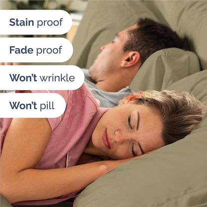 CGK Linens Twin XL 4 Piece Sheet Set - Cooling Sheets for Hot Sleepers - Hotel Luxury Bedding Set with 8-16 Inch Deep Pockets - 1 Flat & 1 Fitted & 2 Pillowcases - Soft, Comfy & Wrinkle Free - Khaki