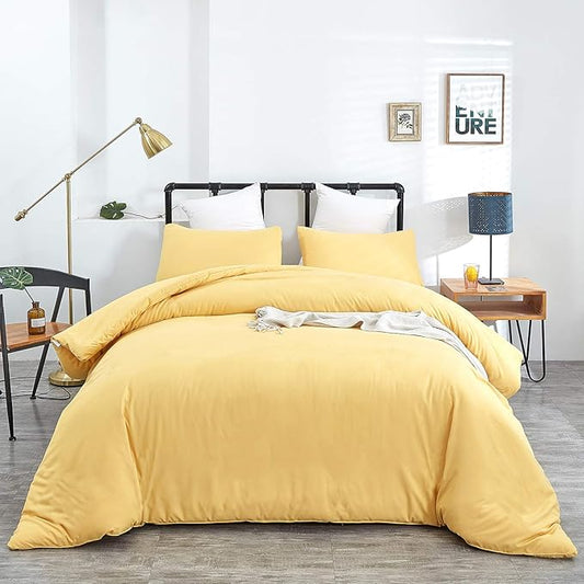 Wellboo Yellow Comforter Sets Queen Light Color Bedding Comforter Sets Cotton Solid Bright Yellow Warm Bedding Blankets Soft Health Spring Fresh Luxury Bedding Women Men Durable Bed