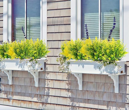 RECUTMS Artificial Boxwood Plants Outdoor Fake Spring Plants Uv Resistant Artificial Shrubs for Outdoors Greenery Stems Outdoor Flowers That Look Real Artificial Eucalyptus (Yellow Eucalyptus)