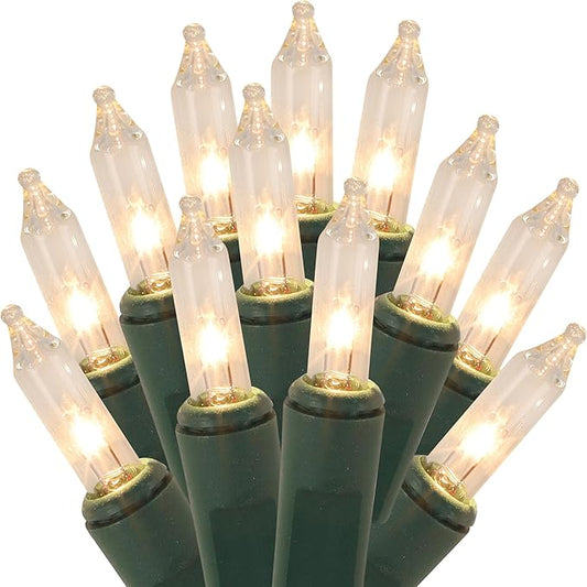 2 Pack Clear Christmas String Lights, 100 Count Each, Incandescent Mini Christmas Lights, Connectable Xmas Tree Light for Indoor Outdoor Garland Birthday Holiday Wedding Festival Party