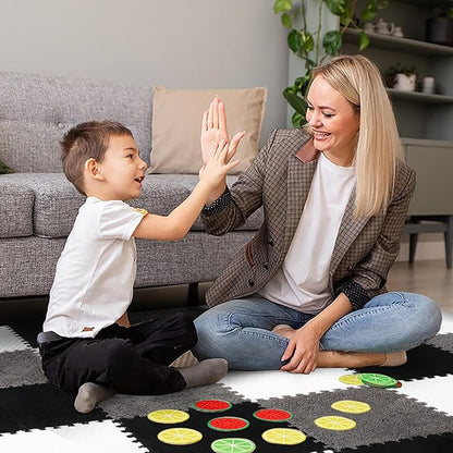 36 Pcs Plush Interlocking Carpet Tiles for Toddler Baby, Non-Toxic Foam, Machine-Washable, Anti-Slip, EVA Foam for Floor, Nursery, Playroom, Grey White Black