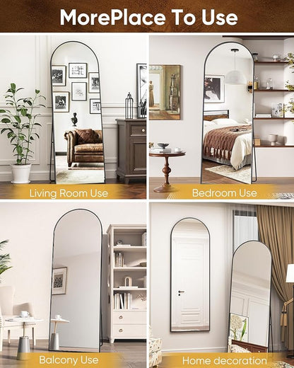 Antok Full Length Mirror, 65"x22" Floor Mirror Freestanding, Full Body Floor Standing Mirror with Stand for Bedroom, Hanging Mounted for Living Room Cloakroom, Black