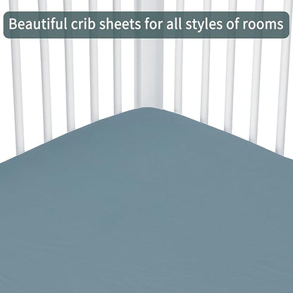 Baby Crib Sheets for Boys Girls, 2 Pack Fitted Crib Sheet for Standard Crib and Toddler Mattress, Soft Microfiber Baby Sheet 52x28x8in. (Dark Green & Dark Grey)