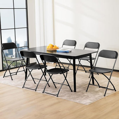 Sweetcrispy Folding Chair 8 Pack, Plastic Foldable Chairs with 330-Pound Capacity, Sturdy Metal Portable Chair, Easy to Use and Store, Outdoor and Indoor, for Home, Office, Party, Comfy, Black
