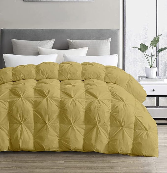 SLEEP-NEST All Season - Oversized King Plus 138x122 Hotel Luxury Down Alternative Pinch Pleated 1 Piece Comforter with 8 Tabs/Loops, Extra Wide Quilt, XL King 500 GSM Duvet Insert - Taupe