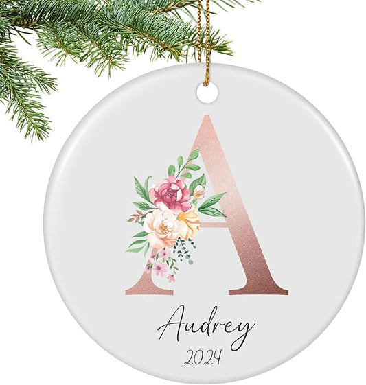 Letter Name Ornament, Personalized Christmas Ornaments 2025, Custom Initial A-Z Monogram Ornament, Family Keepsake Customized