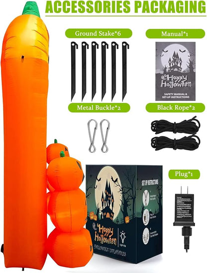 9.5 Feet Halloween Inflatable Pumpkin Arch Kalolary Pumpkin High Gate with LED Light, Halloween Blow up Outdoor Indoor Decorations Holiday Yard Lawn Inflatables Decor for Home Family Halloween Party